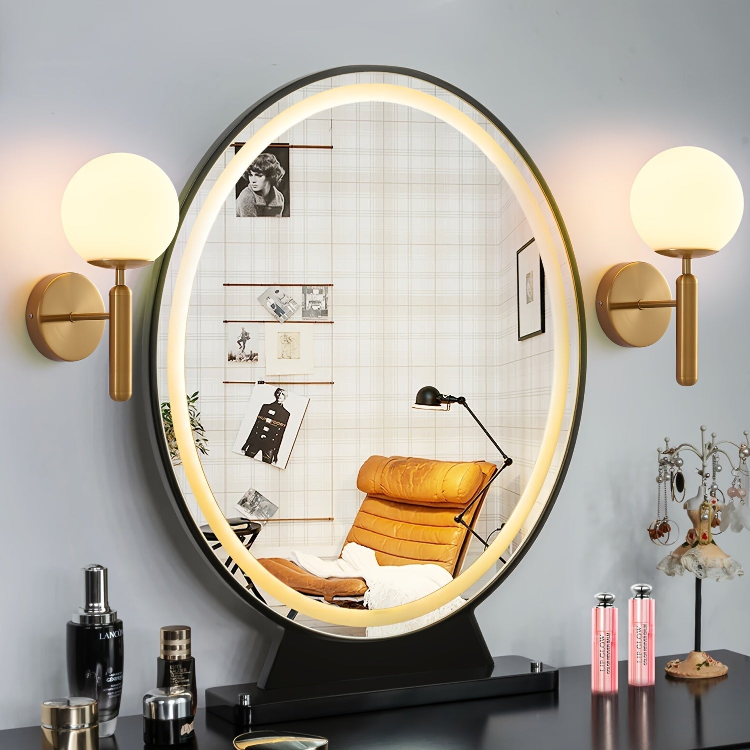 Stylish Metal Bedroom Light Fixture | Contemporary Glass Wall Sconce