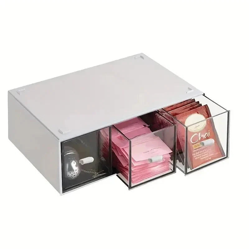 Tea Organizer Compact 3-Drawer Space-Saving