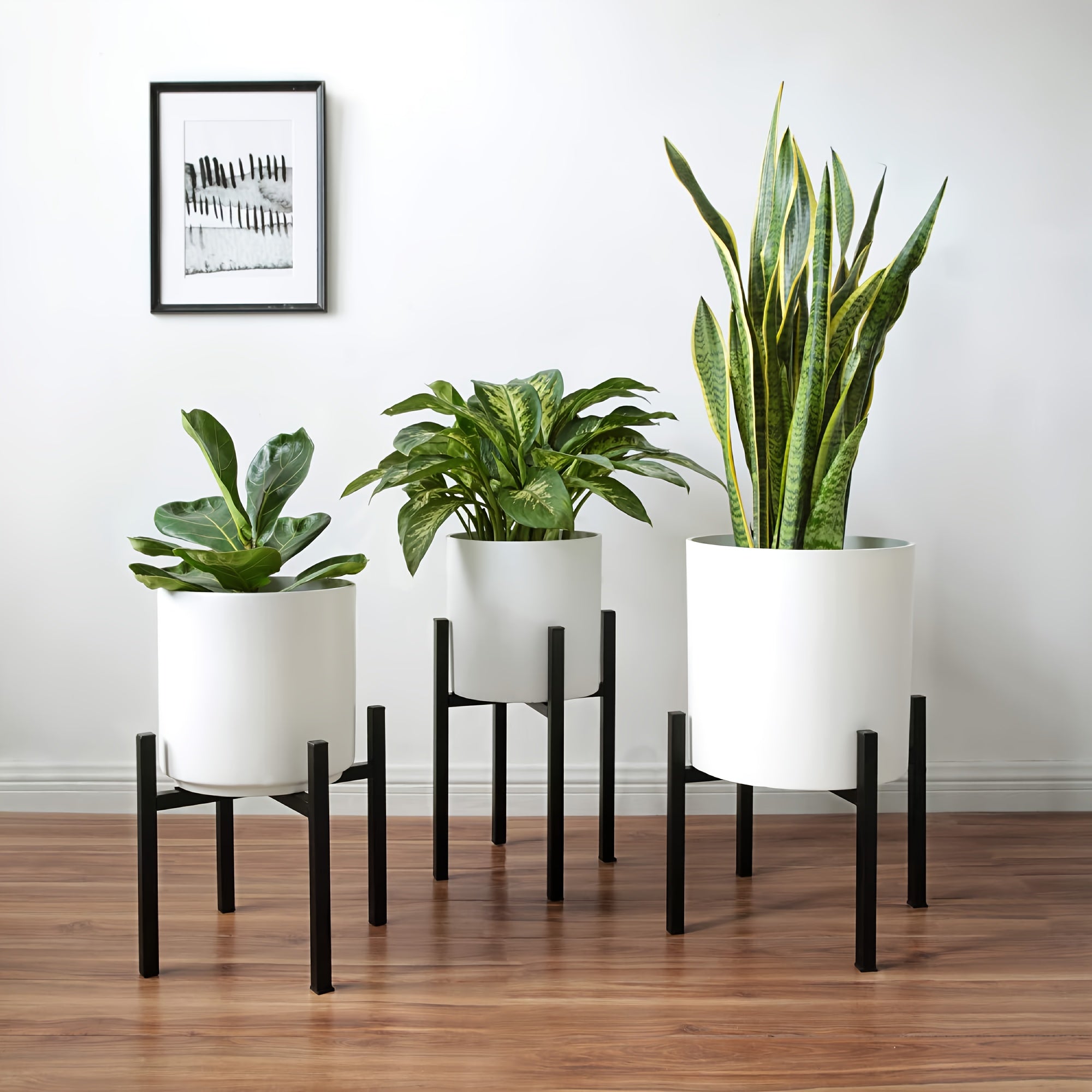 Modern Flower Pot Holder - Adjustable Metal Stand for Indoor/Outdoor Use