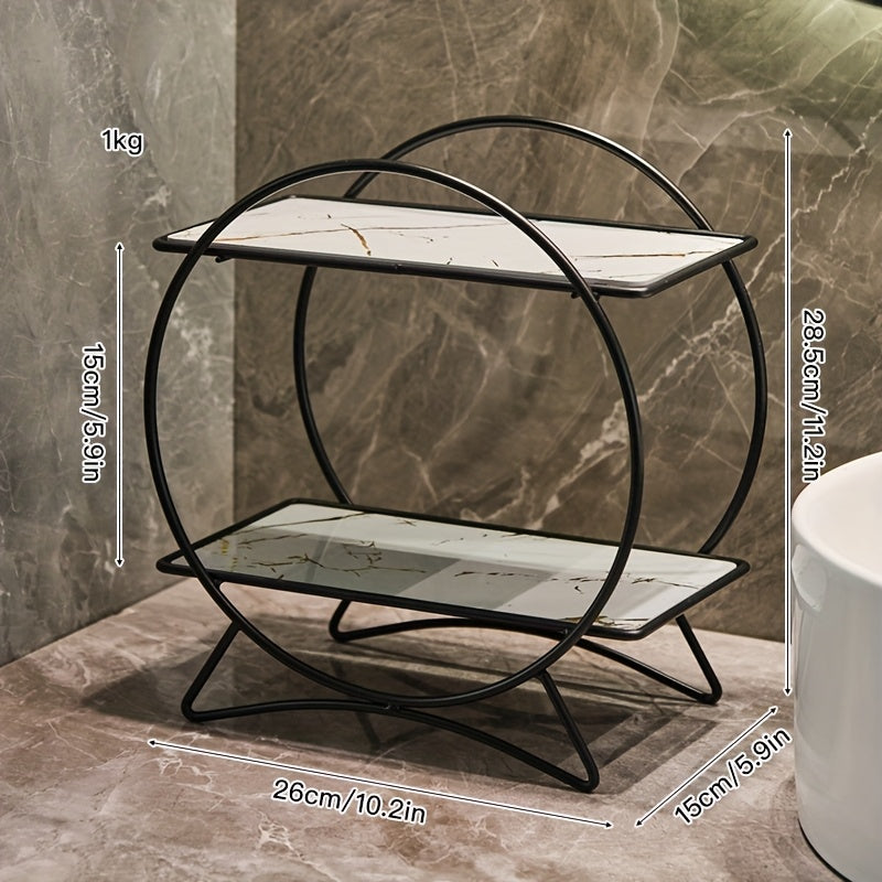 Metal Skincare and Cosmetic Shelf with Cat Ear Base - Two-Tier Organizer