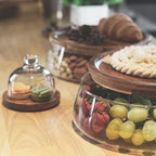 Glass Serving Bowl With Acacia Wood Lid
