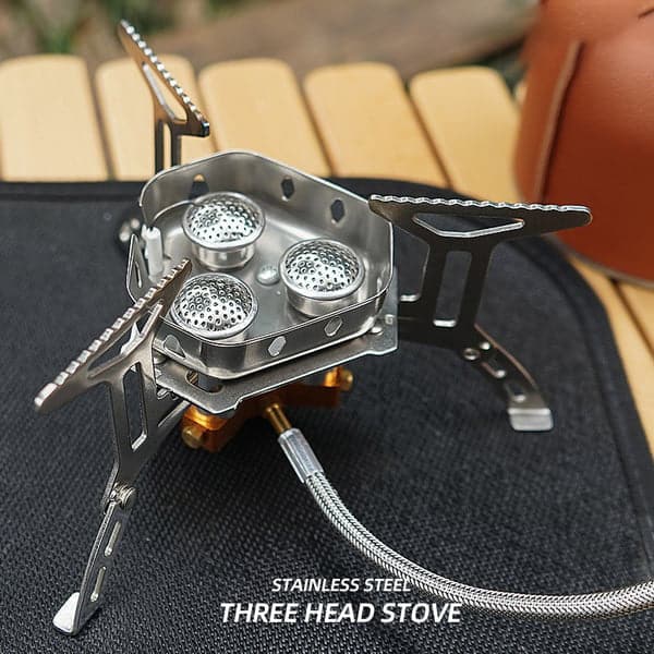 Camping Gas Stove Windproof Compact Stainless Steel & Aluminum
