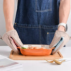 Oven Mitt Heat-Resistant Silicone & Non-Slip Fish Scale Cotton-Lined
