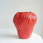 Decorative Ceramic Vase for Flowers - Strawberry Design for Table Decor