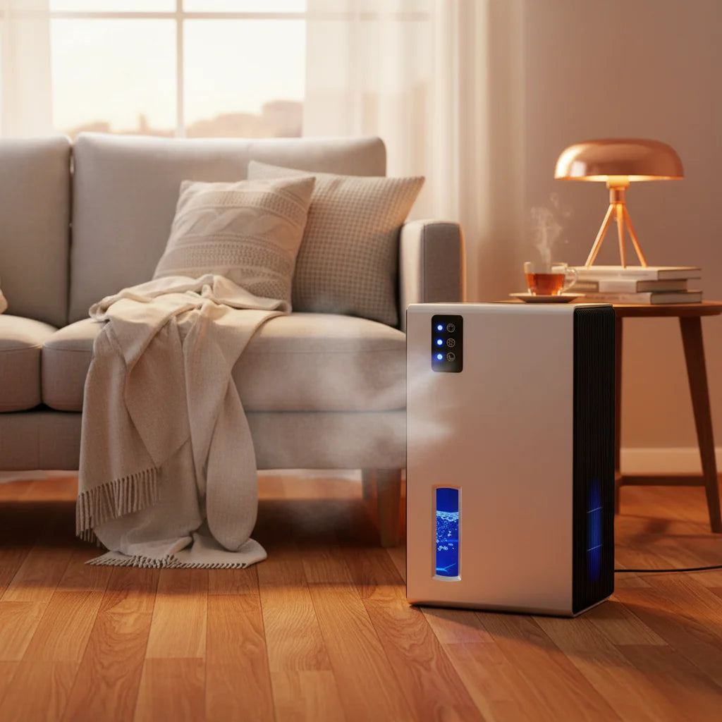 Compact Digital Dehumidifier for Home - Quiet Cooling Solution