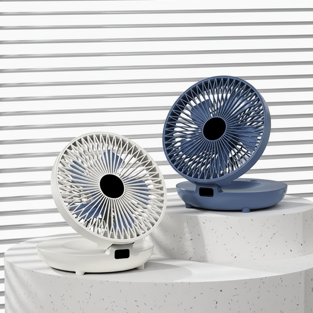 Portable Foldable Fan with Mesh Cooling Blanket Design