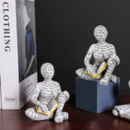 Abstract Sculpture of Sitting and Lying Figure for Book Lovers