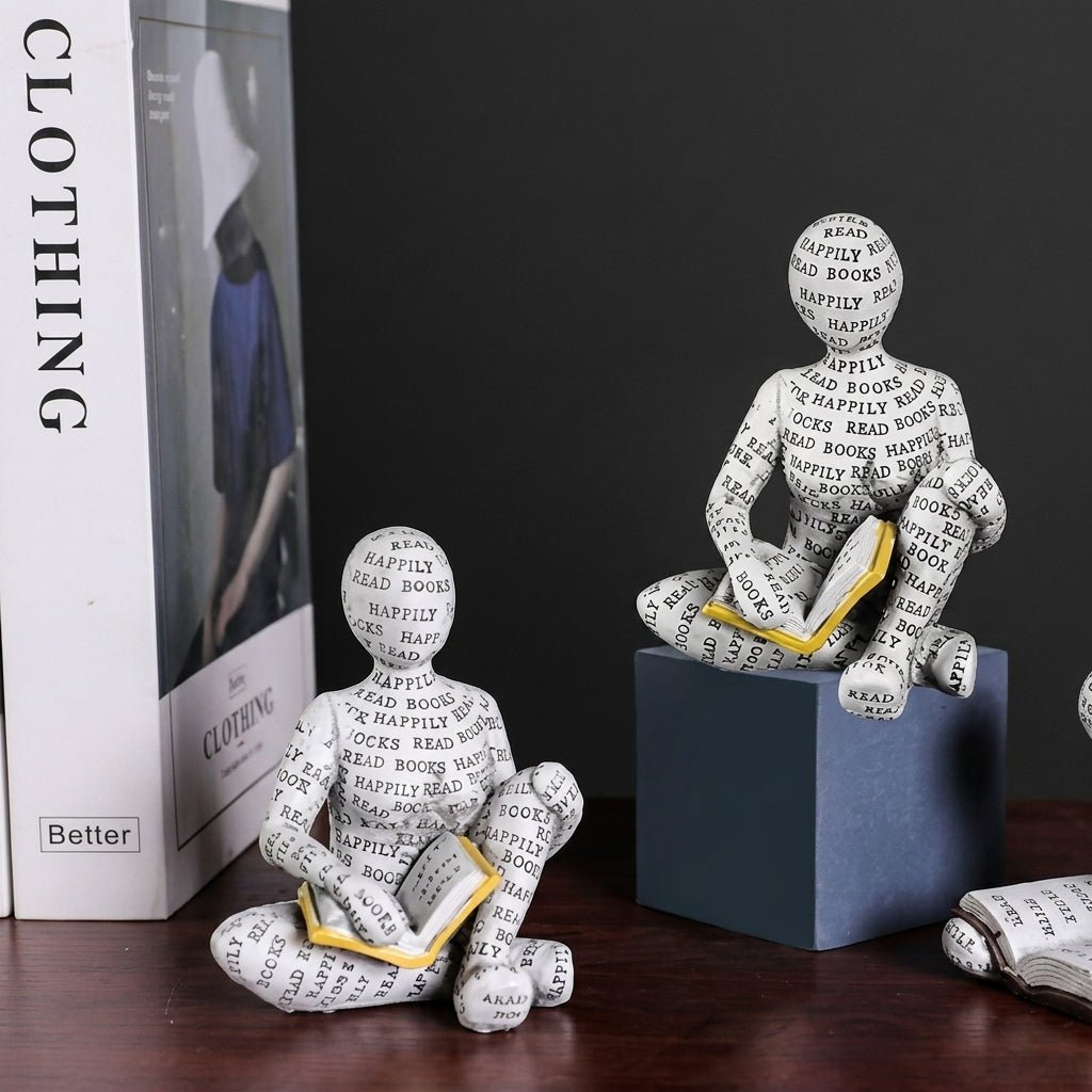 Abstract Sculpture of Sitting and Lying Figure for Book Lovers