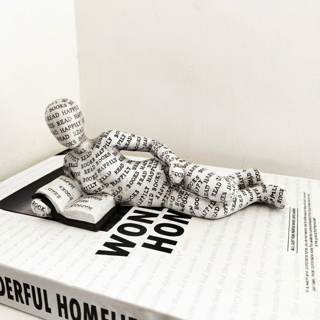 Abstract Sculpture of Sitting and Lying Figure for Book Lovers