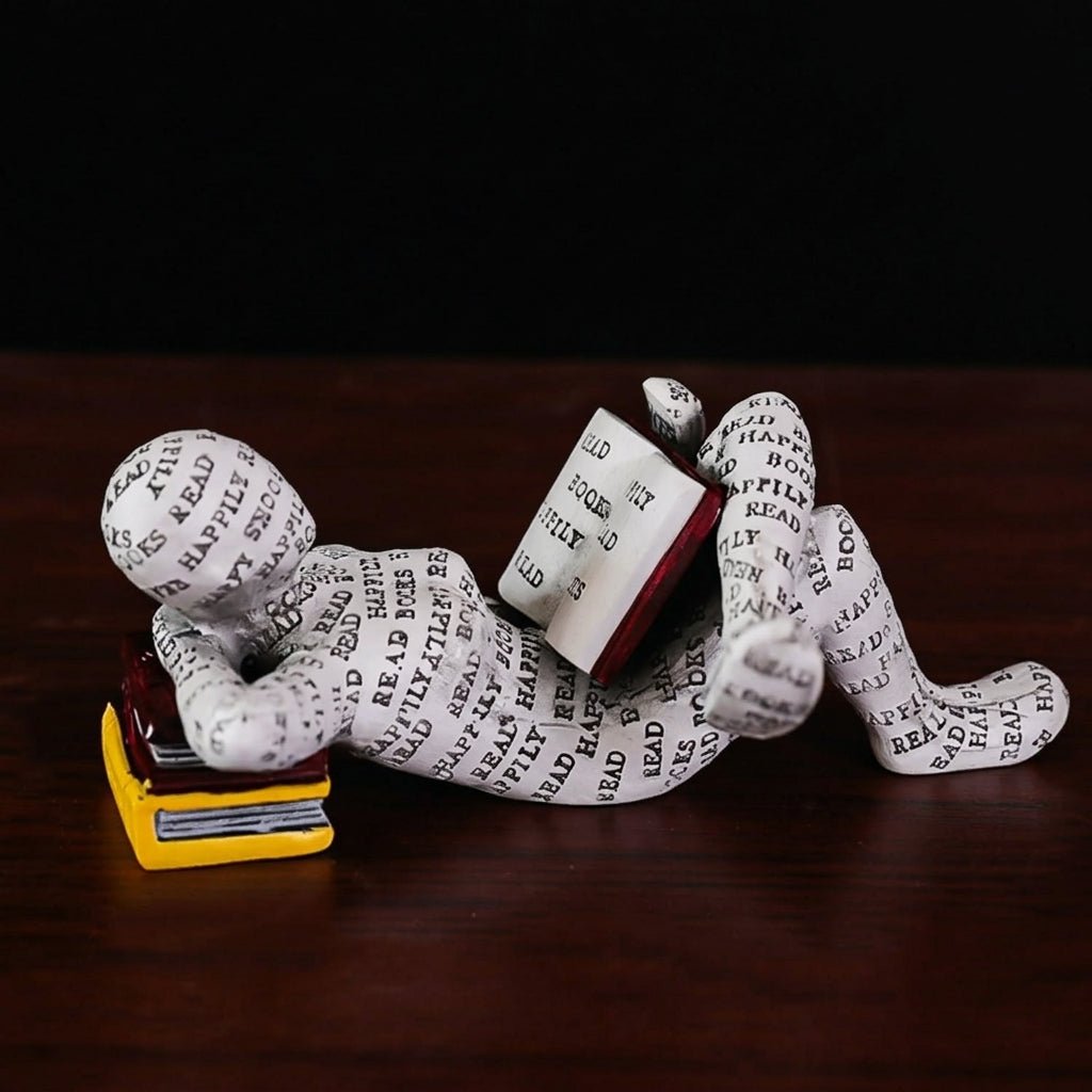 Abstract Sculpture of Sitting and Lying Figure for Book Lovers