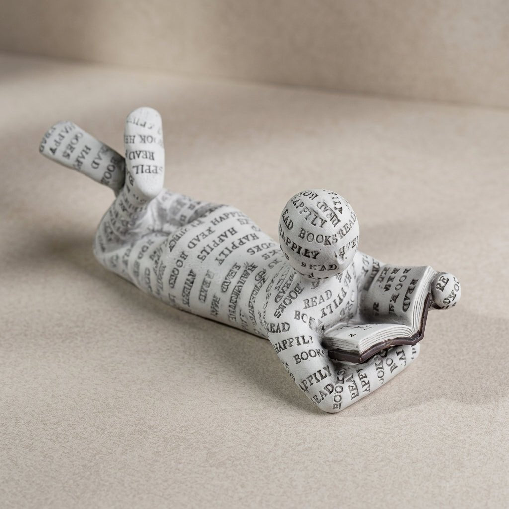 Abstract Sculpture of Sitting and Lying Figure for Book Lovers