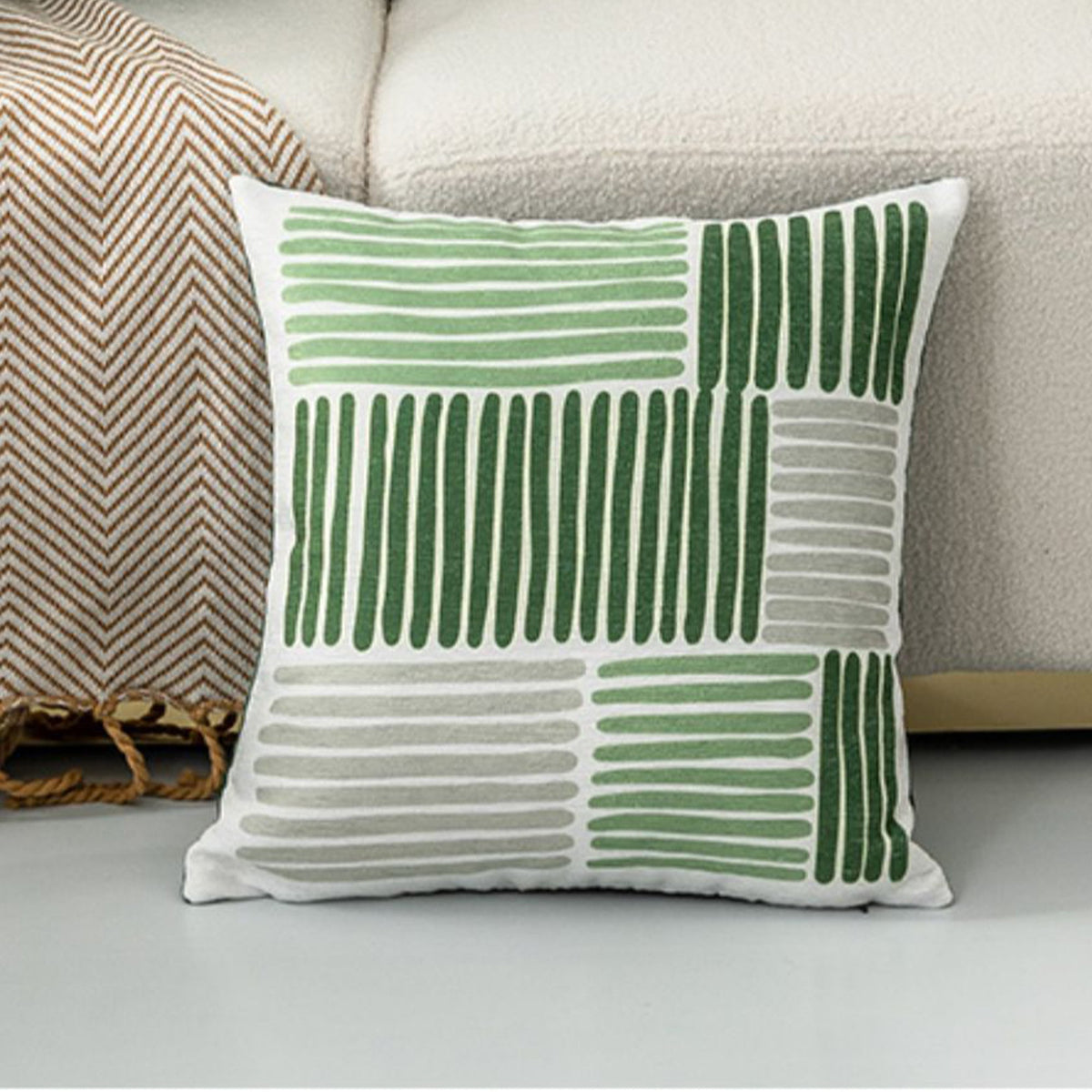 Abstract Embroidered Cushion Cover with Hidden Zipper