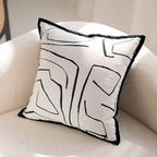 Abstract Embroidered Cushion Cover with Hidden Zipper