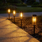 Stake-Mounted Cylindrical Solar Pathway Lights for Gardens