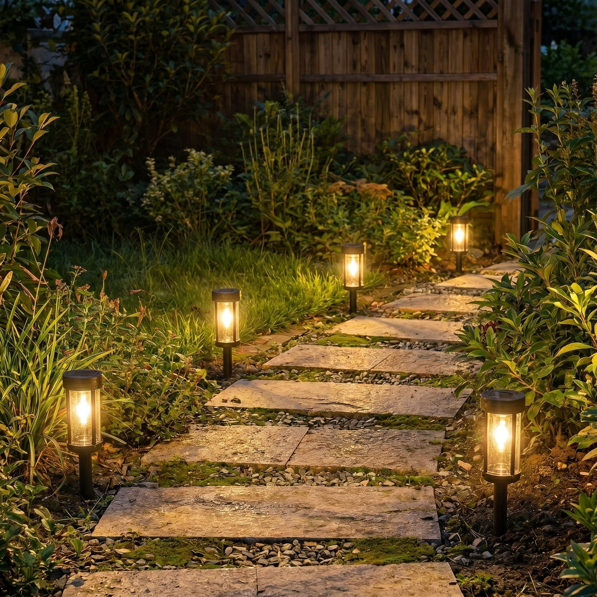 Stake-Mounted Cylindrical Solar Pathway Lights for Gardens