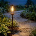 Stake-Mounted Cylindrical Solar Pathway Lights for Gardens
