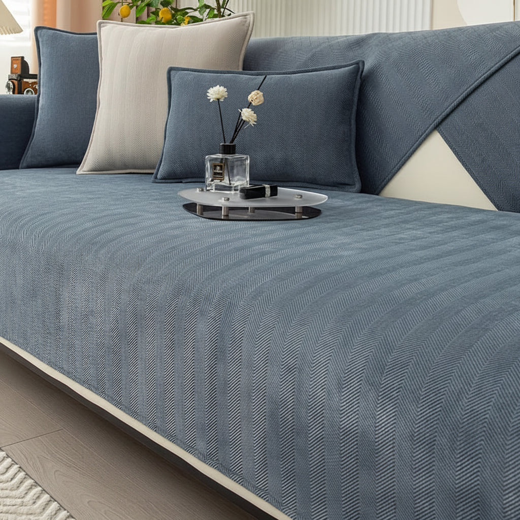 Elastic & Non-Slip Ribbed Chenille Sofa Cover