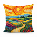Quilted Cotton-Blend Wildflower Cushion Cover (Envelope Closure)