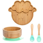 Children's Tableware Set Bamboo Suction Base 4-Piece