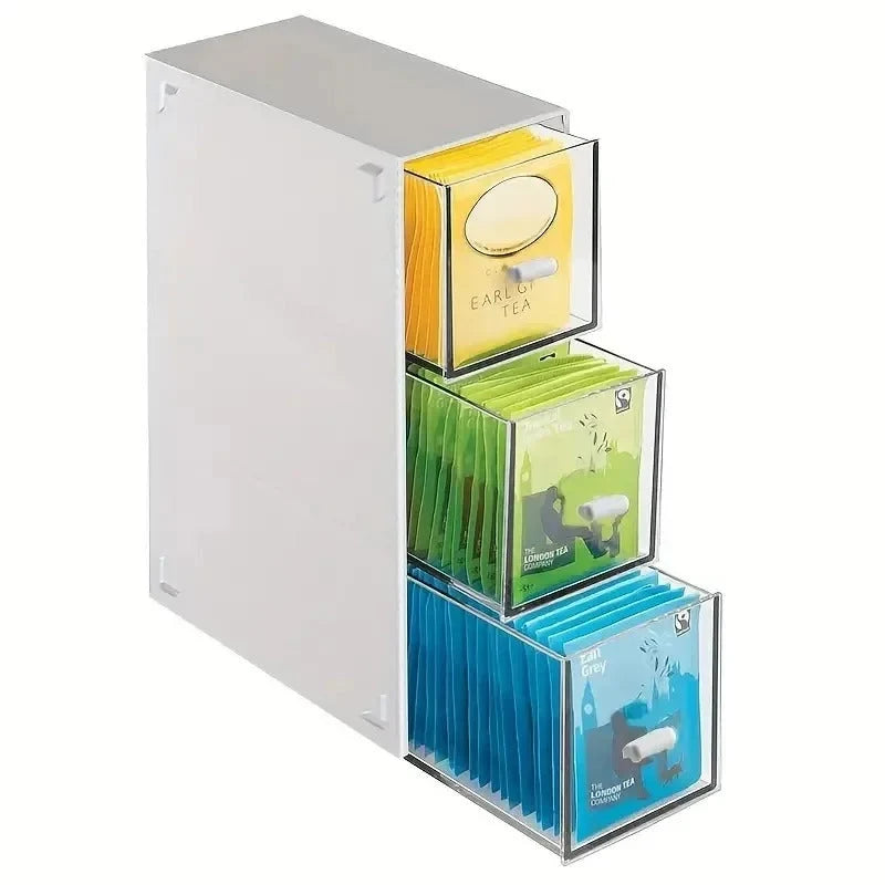 Tea Organizer Compact 3-Drawer Space-Saving