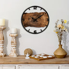 Natural Wood Finish Wall Clock with Rustic Log Design