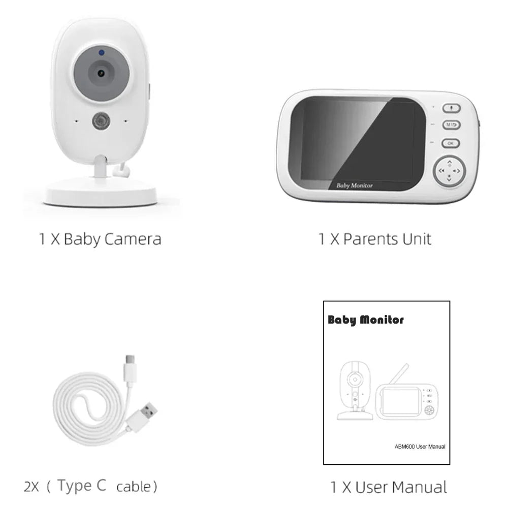 Video Baby Monitor 3.5-Inch Screen Night Vision Two-Way Audio