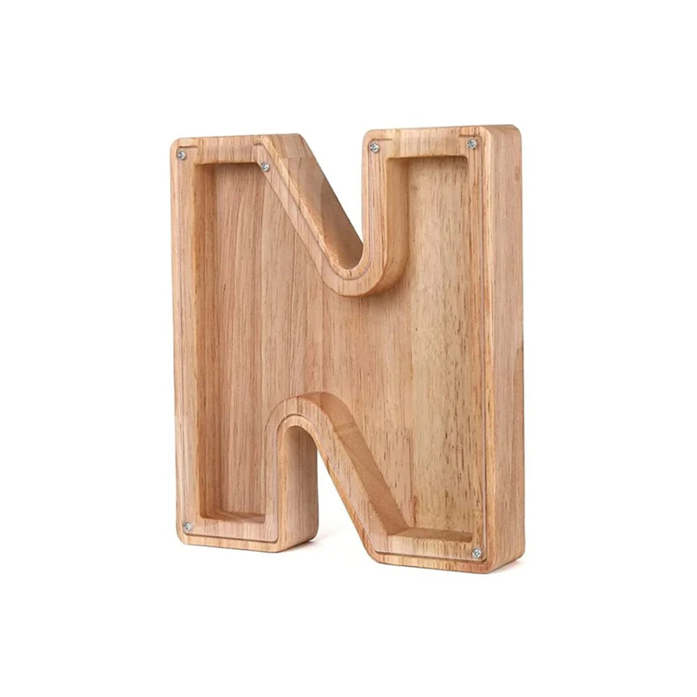Piggy Bank Personalized Letter Sustainable Wood & Acrylic