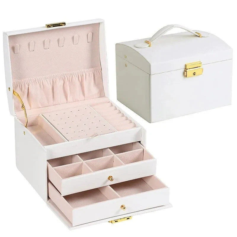 Jewellery Box 3-Drawer Velvet Lined & Vegan Leather