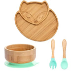 Children's Tableware Set Bamboo Suction Base 4-Piece