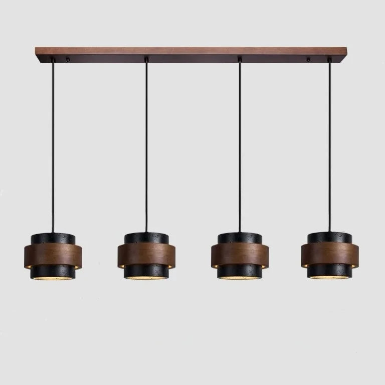 Travertine-Look Cylindrical Pendant Light (E27 Socket)