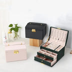 Jewellery Box 3-Drawer Velvet Lined & Vegan Leather
