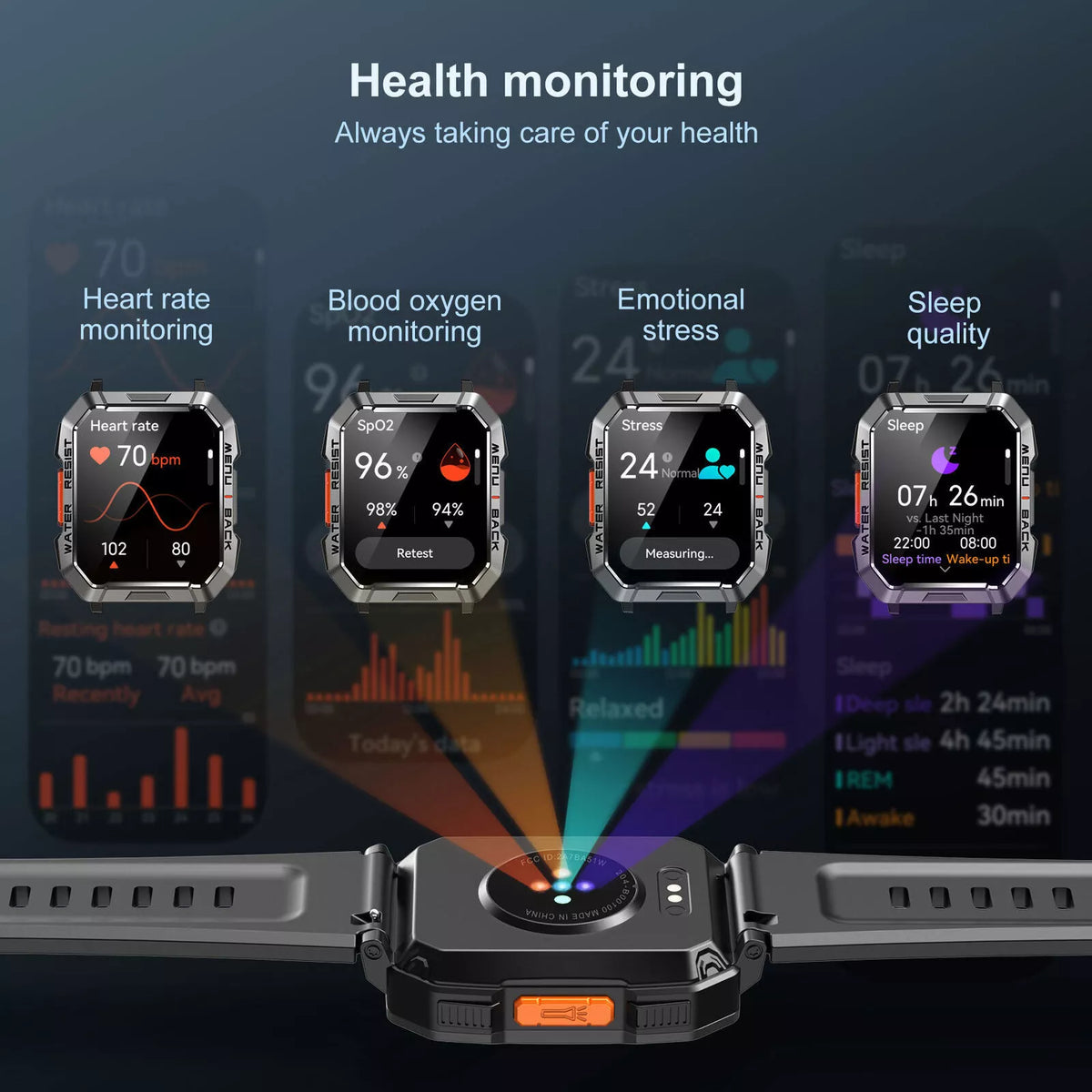 Smartwatch Rugged IP67 Long Battery Life Call & SOS