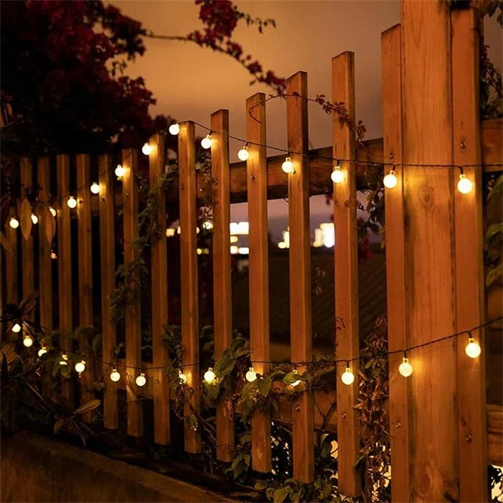 Outdoor String Lights with Globe Bulbs – Solar LED Illumination