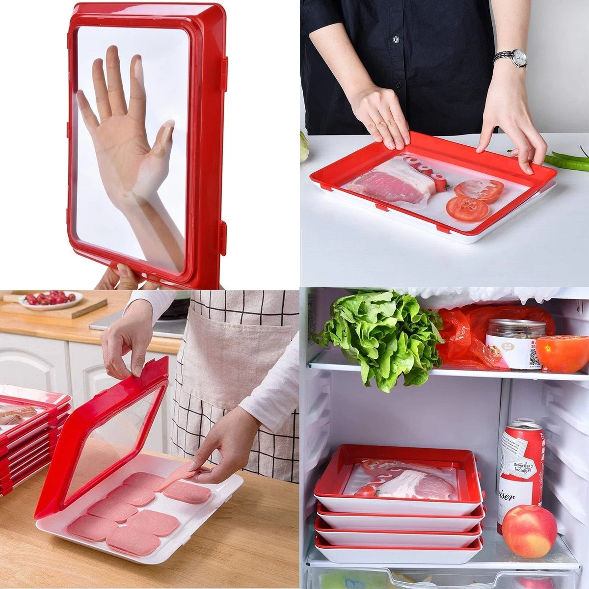 Food Storage Tray Airtight Foil Lid Stackable