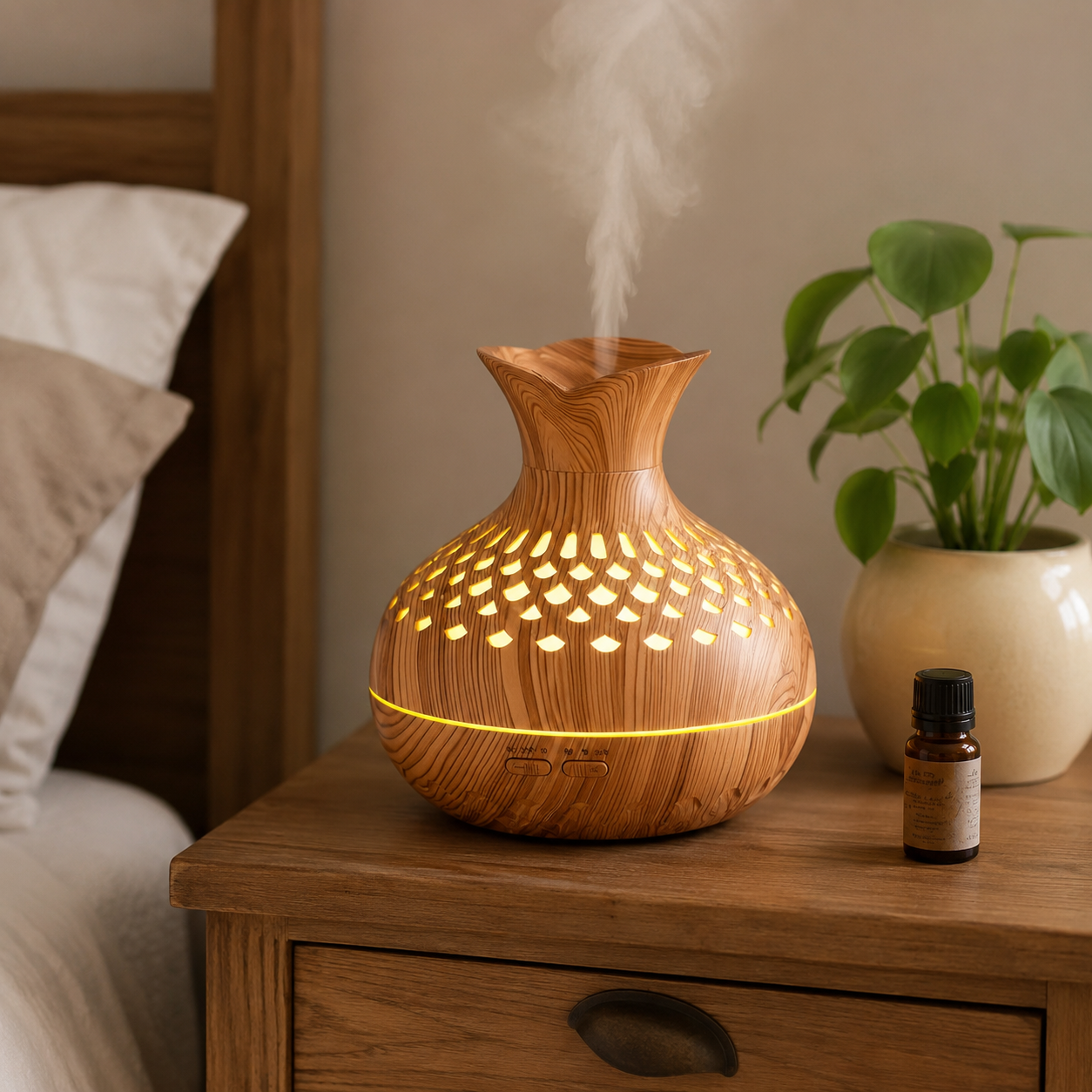 Wood-Grain LED USB-Powered Aroma Diffuser