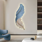 Feather-Pattern Metal Remote-Dimmable LED Wall Lamp