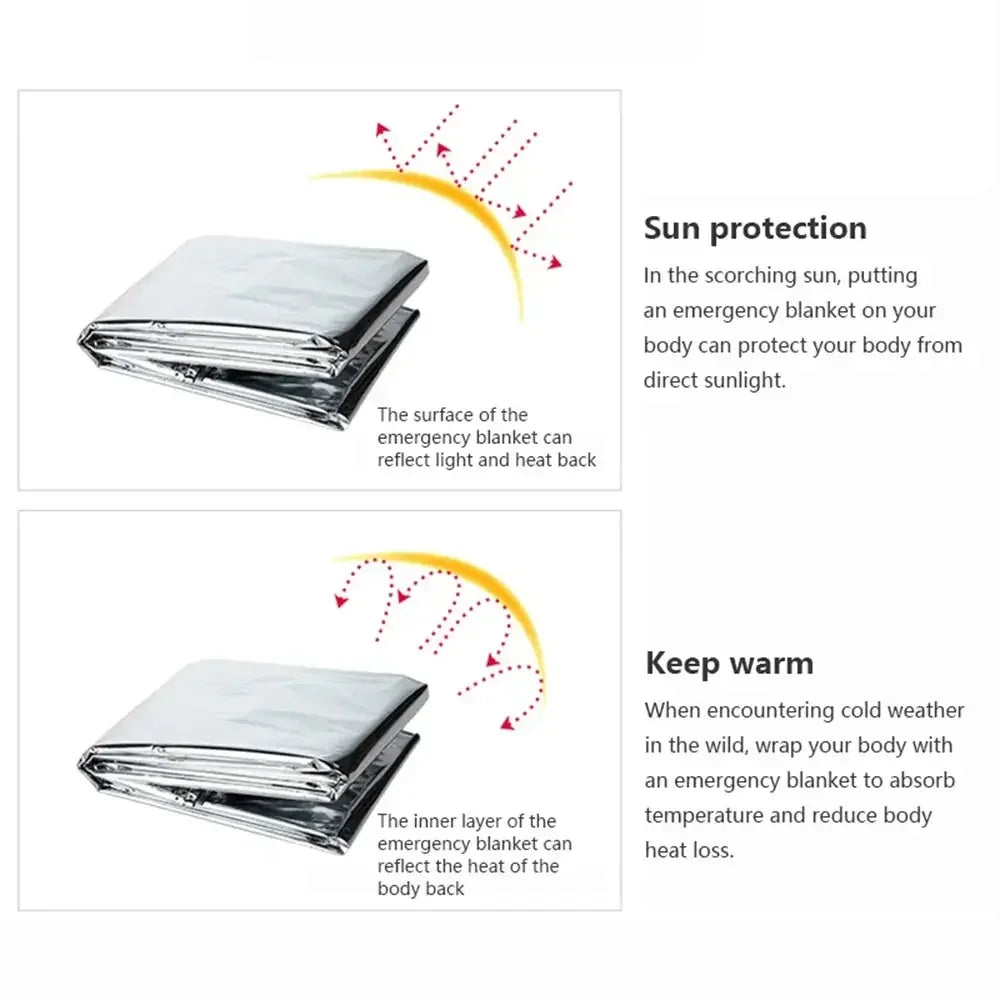 Emergency Poncho Blanket Reflective Insulation Water-Resistant