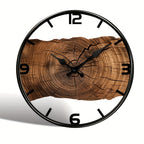 Natural Wood Finish Wall Clock with Rustic Log Design