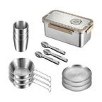 Camping Dinnerware Set Stainless Steel Compact Storage Box