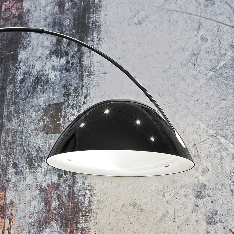 Arc Shaped Floor Lamp in Black Metal with Circular Base