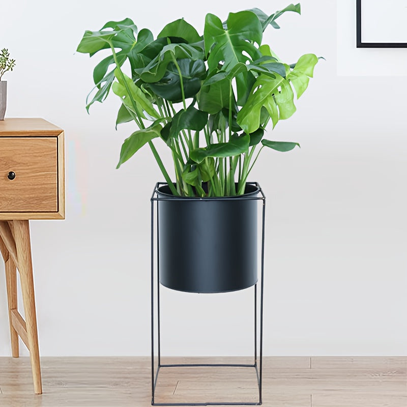 Contemporary Black Rectangular Plant Holder for Indoor Use