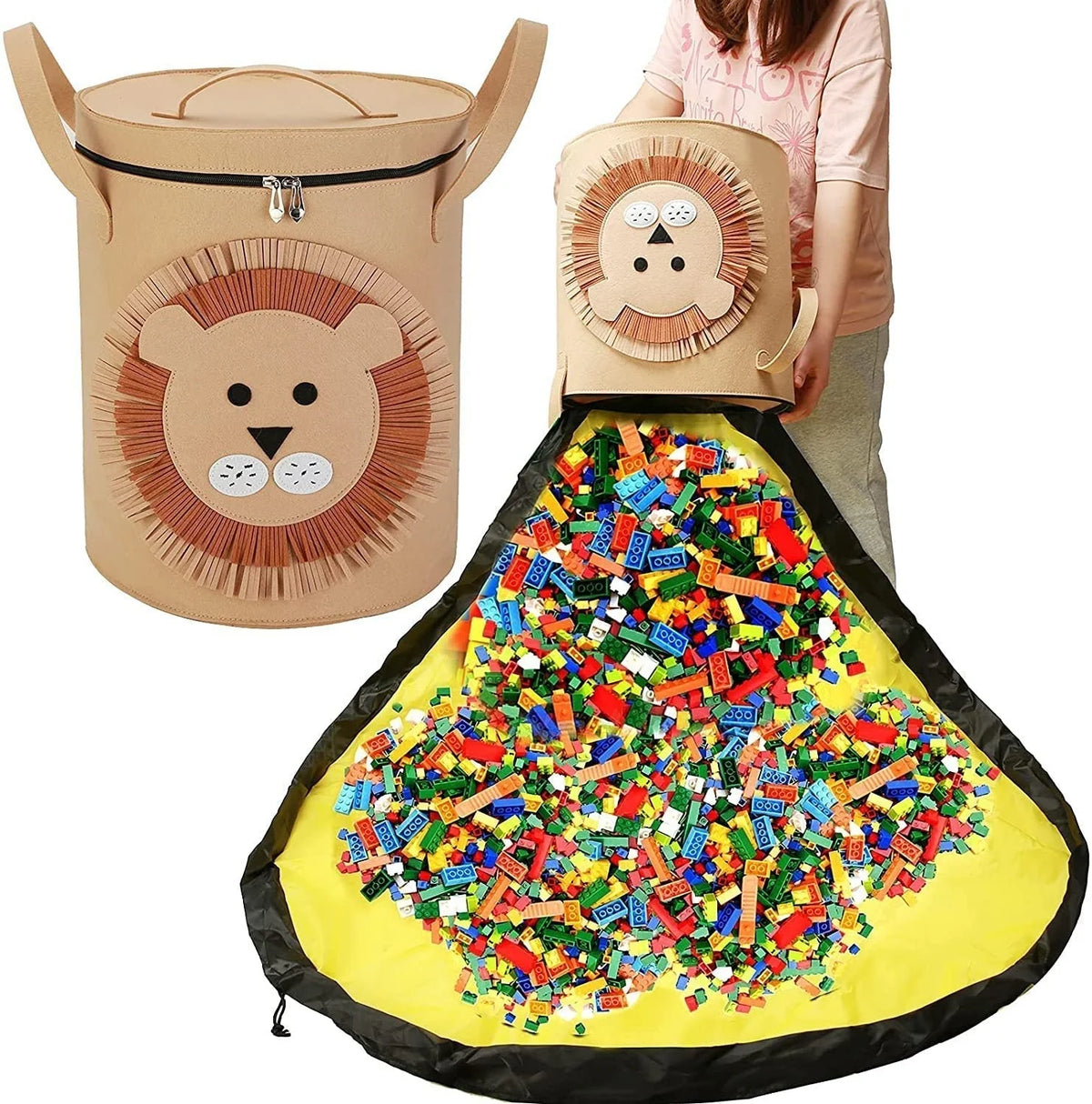 Play Mat & Storage Basket Felt Drawstring 59 Inch