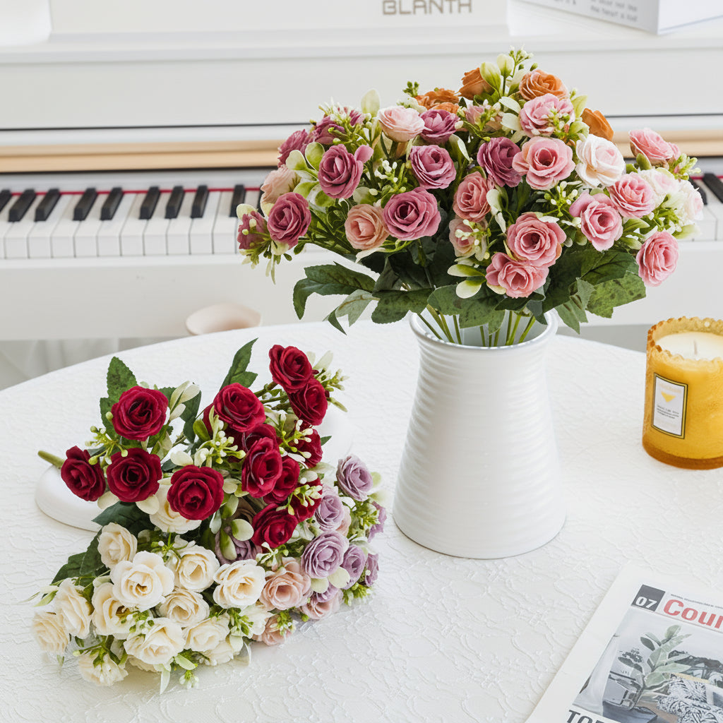 Decorative Hanging Basket with Artificial Roses for Mother's Day