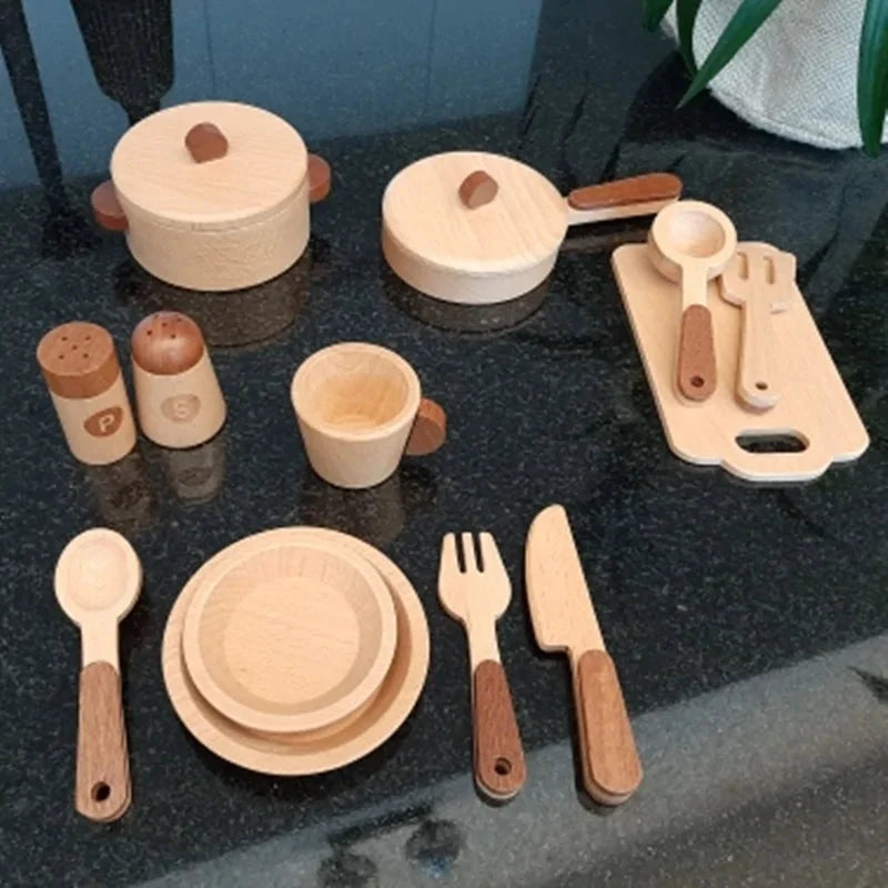 Kitchen Toy Natural Wood Non-Toxic Educational