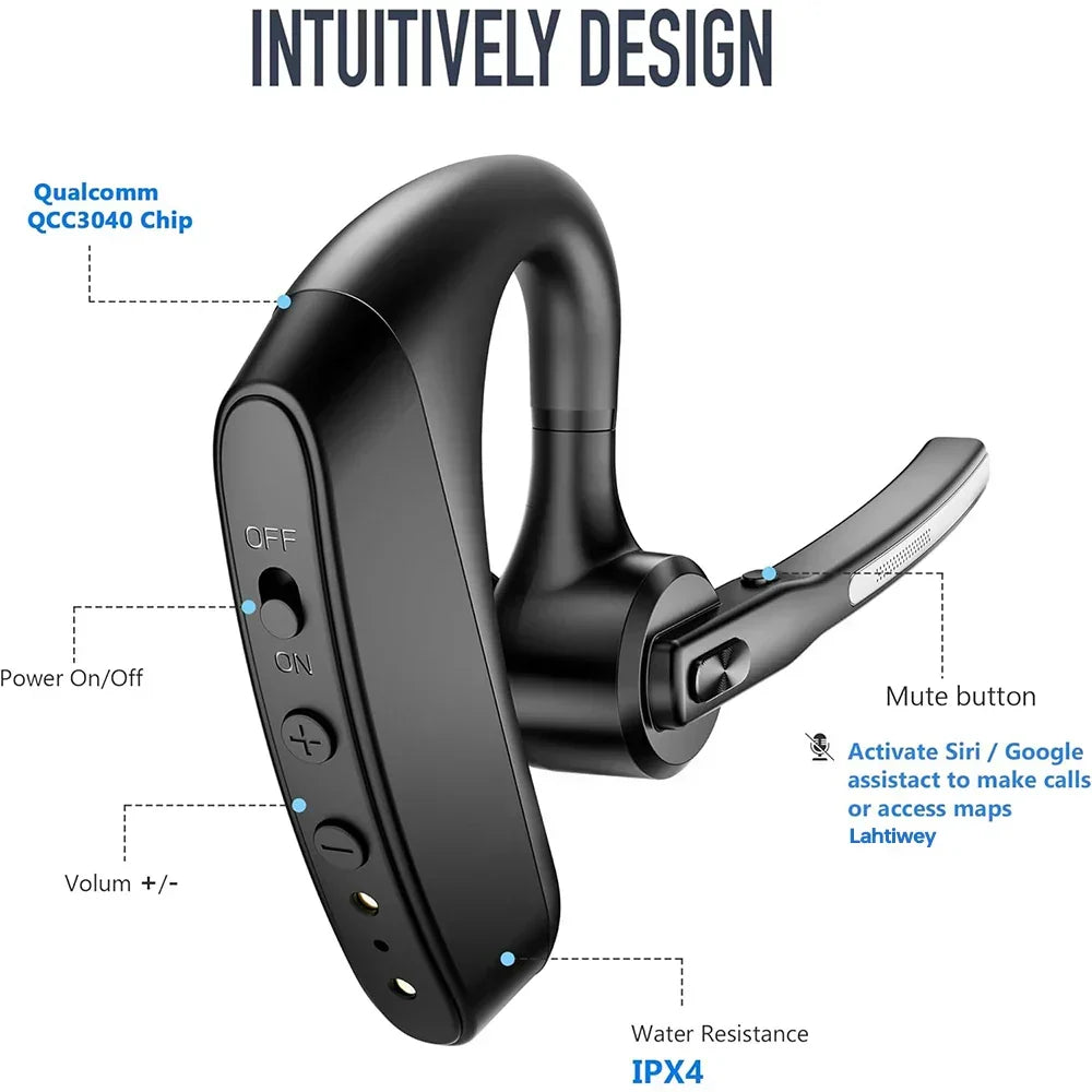 Bluetooth Headset Dual Microphones ENC Noise-Cancelling