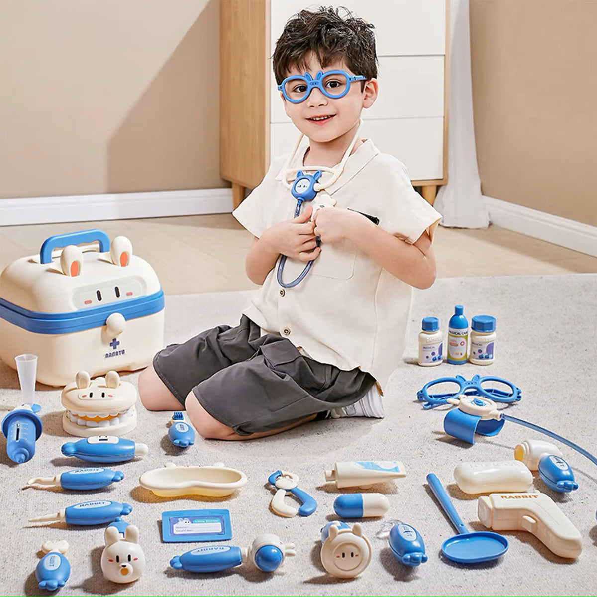 Kids Doctor Play Set Sound & Light Realistic Accessories