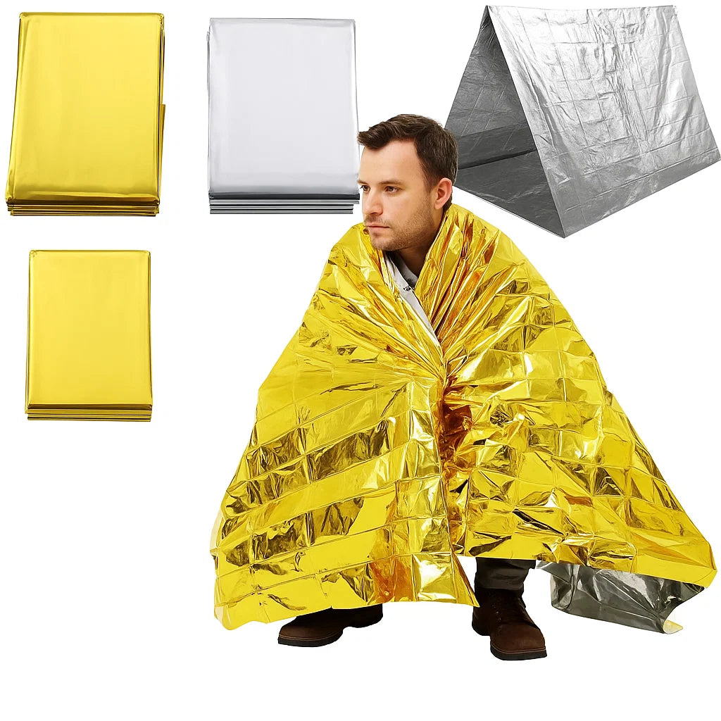 Emergency Poncho Blanket Reflective Insulation Water-Resistant