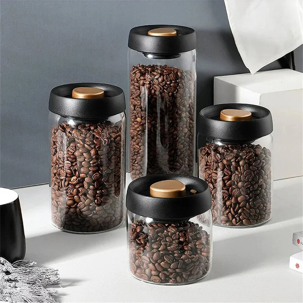 Coffee Bean Storage Jar Vacuum Pump Airtight Borosilicate Glass