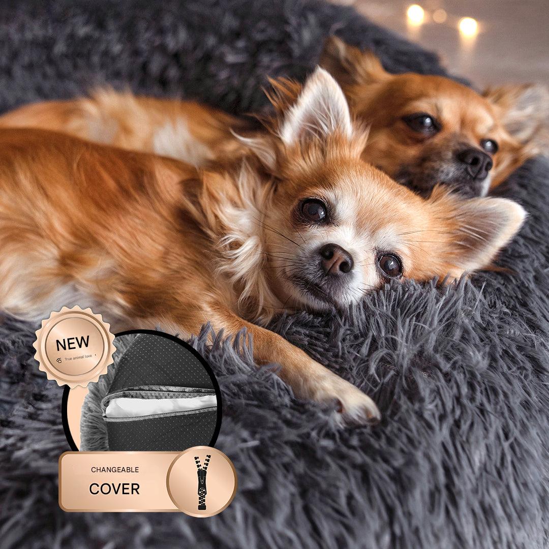 Dog Bed Donut Ultra-Soft Faux Fur Removable Washable Cover