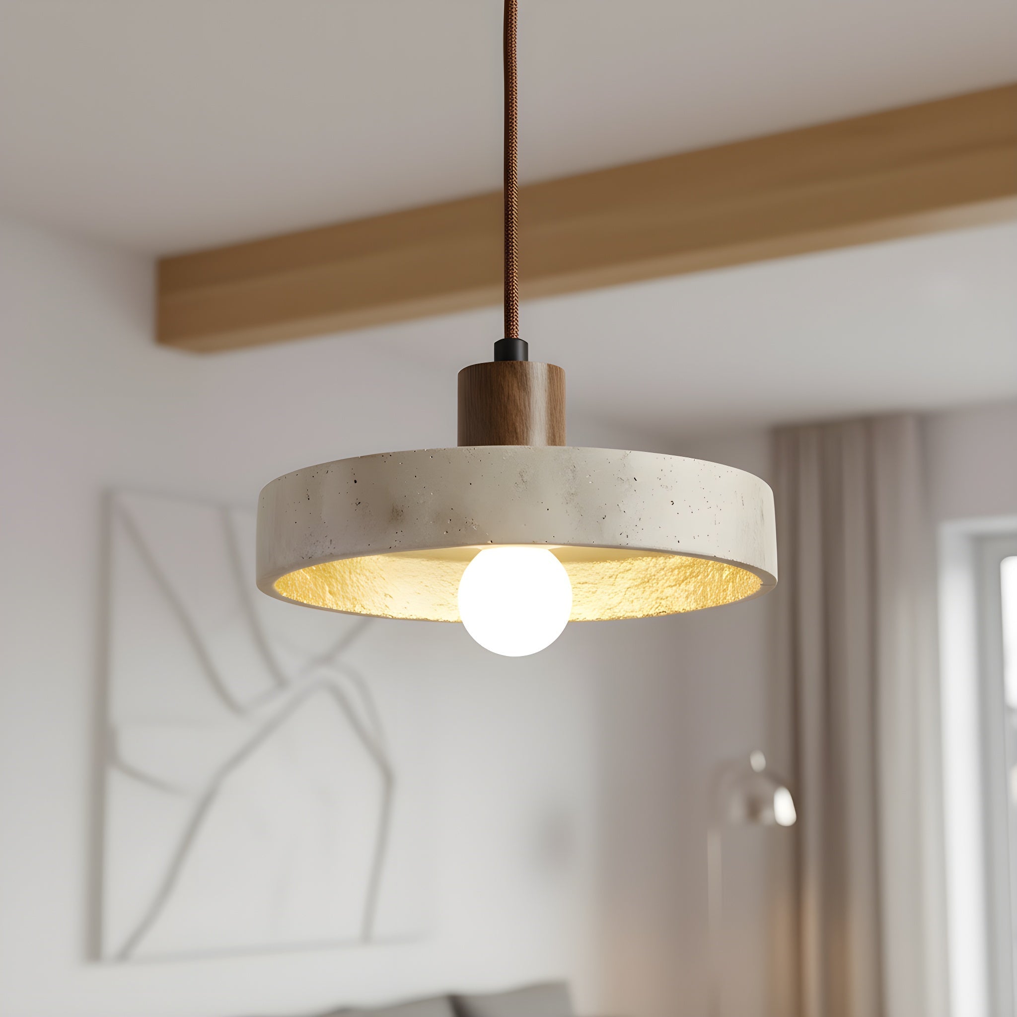 Pendant Light in Stone Travertine Design
